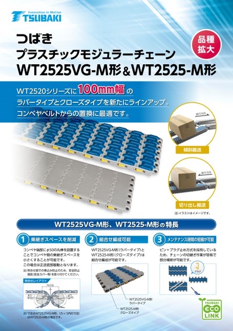 Plastic modular chain WT2525VG-M type & WT2525-M type conveyor belt replacement