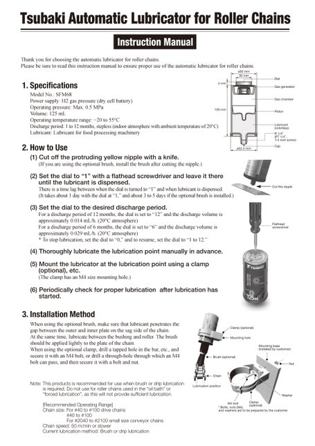 Roller Chain Automatic Oiler Instruction Manuals