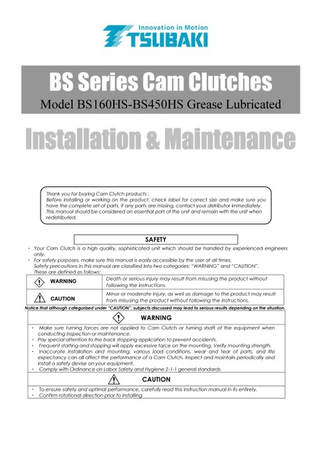 Cam Clutch BS-HS Series (Discontinued products)