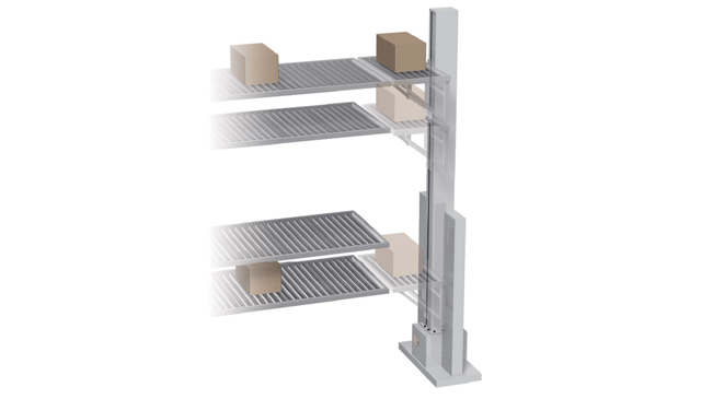 Vertical transport between roller conveyors